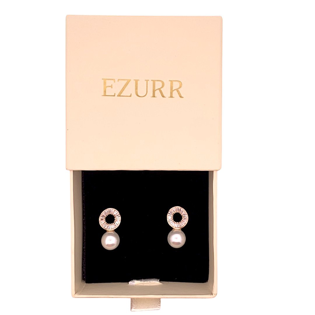 Floral Pearl Teardrop Earrings (Pure Silver) - Rose Gold